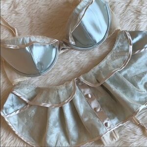 Victoria’s Secret vintage Elegant Satin and Lace bra and garter set